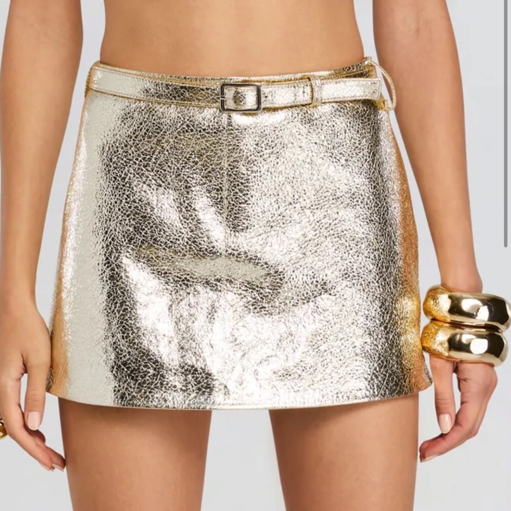 Retrofete - Gold Metallic Mini Skirt - Never Worn